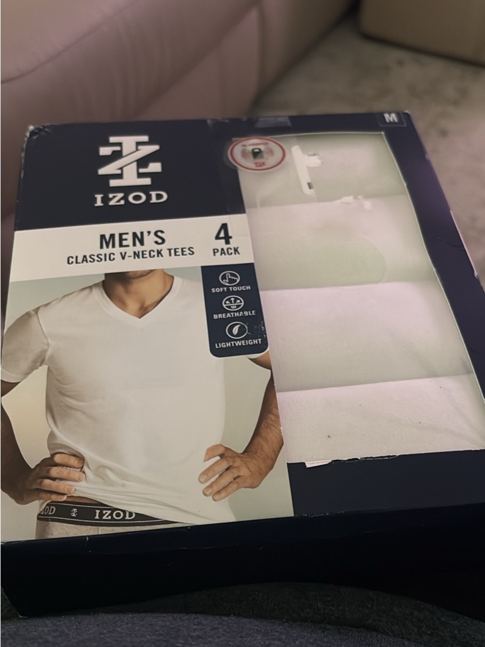 Izod Men's White Classic V-Neck Tee 4-Pack